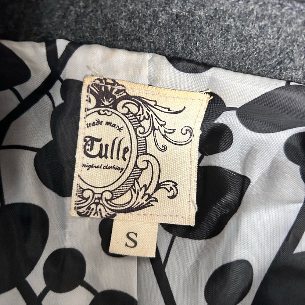 Tulle by Anthropologie Wool Blend Dark Gray Pea Coat size XS-S - Picture 7 of 13